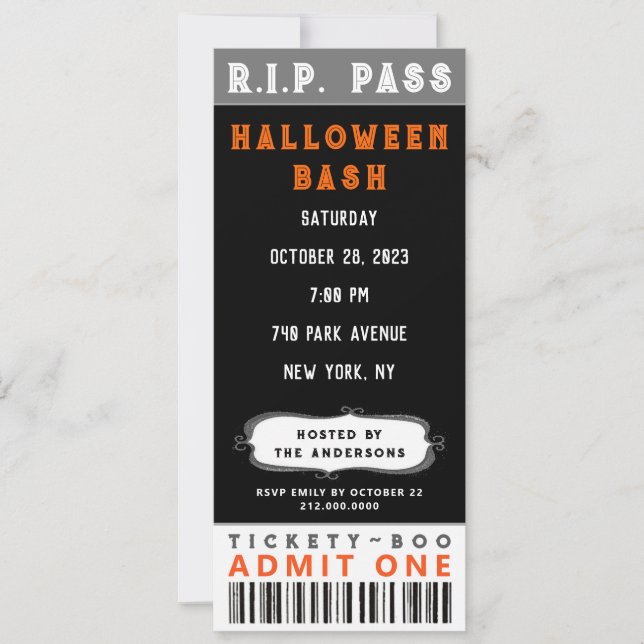 Convite de Bilhete de Festa de Halloween (Frente)