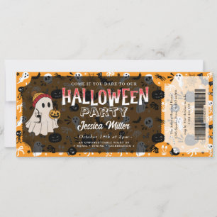 Convite de Bilhete de Festa de Halloween Assustado