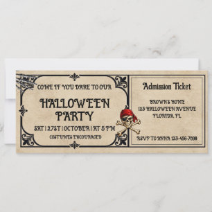 Convite de Bilhete de Festa de Halloween Vintage