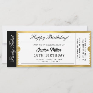 Convite de Bilhete de Festa Dourado