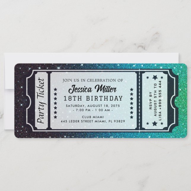 Convite de Bilhete de Festa Dourado (Frente)