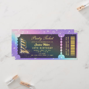 Convite de Bilhete de Festa Dourado