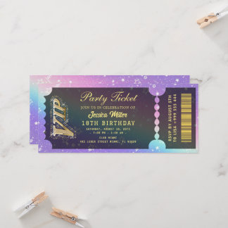 Convite de Bilhete de Festa Dourado
