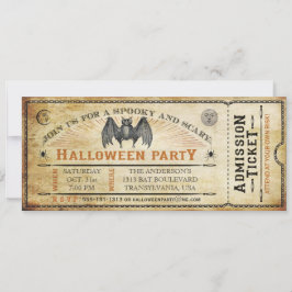 Convite de Bilhete de Vintage Bat Halloween