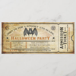 Convite de Bilhete de Vintage Bat Halloween