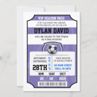 CONVITE DE BILHETE VIP DE FUTEBOL Purple Bat Mitzv