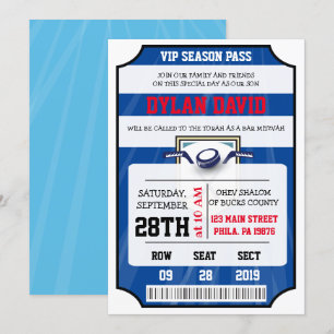 CONVITE DE BILHETE VIP DE HOCKEY Bar Bat Mitzvah
