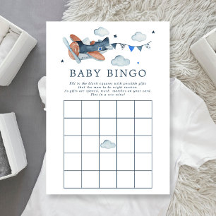 Convite de Bingo de Bebê com Aquarela de Avião Ant