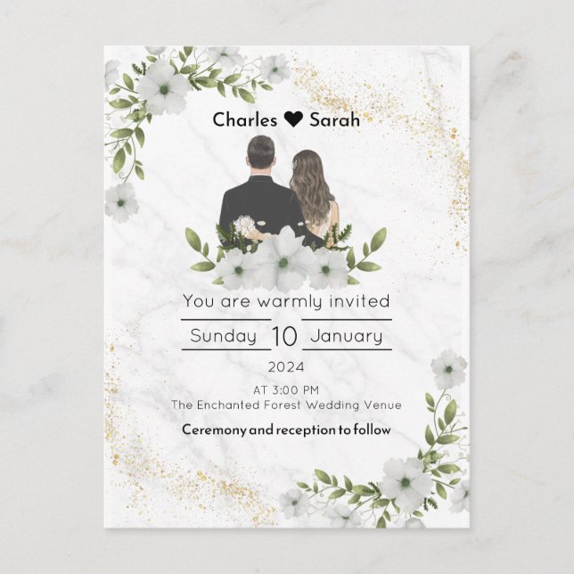 Convite De Blooms Para Casamento: Um Conto De Feir (Frente)