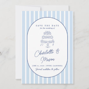 Convite de Blue Cabana Stripe Minimalista para Sal
