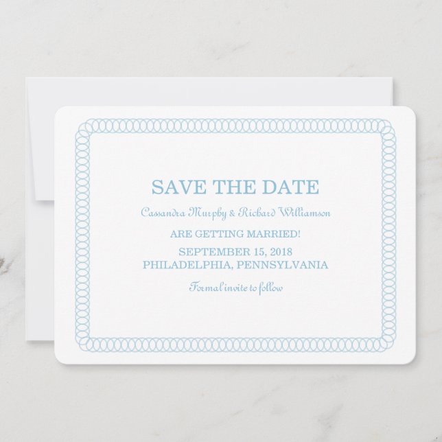 Convite de Blue Encircled Rounded Save the Date (Frente)