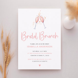Convite de Blush Aquarela para Brunch de Noiva