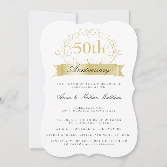 Convite de Bodas de Ouro 50º Aniversário (Frente)