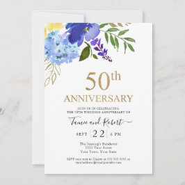 Convite de Bodas de Ouro 50 Anos Casados Dourado A