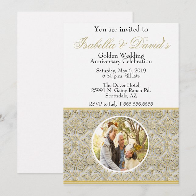 Convite de Bodas de Ouro de 50 anos (Frente/Verso)