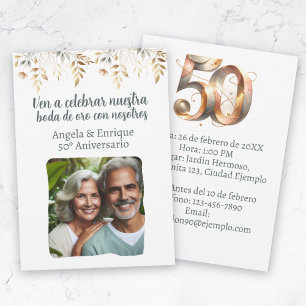 Convite de bodas de ouro de 50 anos com foto