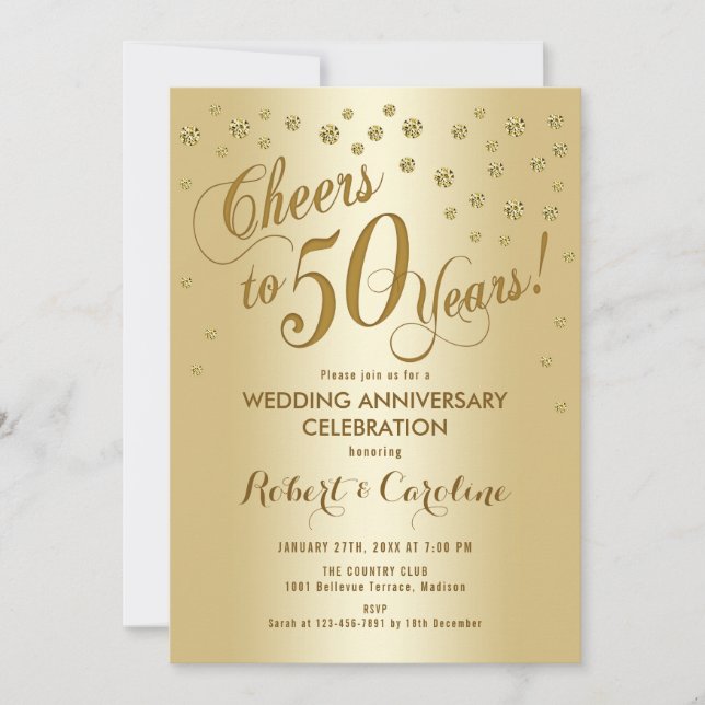 Convite de Bodas de Ouro de 50 Anos de Casamento e (Frente)