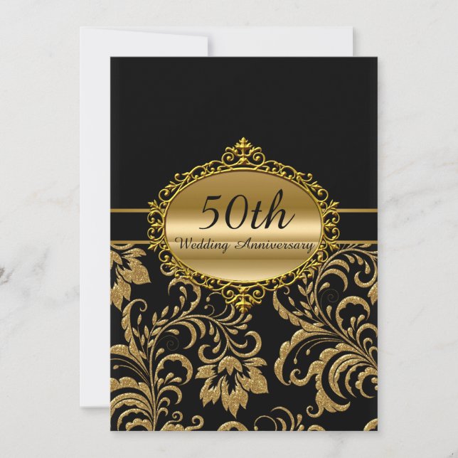 Convite de Bodas de Ouro Floral para 50º Aniversár (Frente)