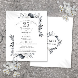 Convite de Bodas de Prata de 25 Anos com Flores em