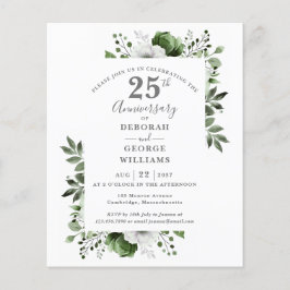 Convite de Bodas de Prata de 25 Anos com Flores no