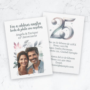 Convite de bodas de prata de 25 anos com foto