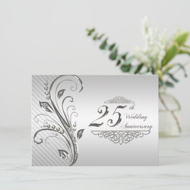 Convite de Bodas de Prata de 25 Anos de Casamento (Em pé/Frente)