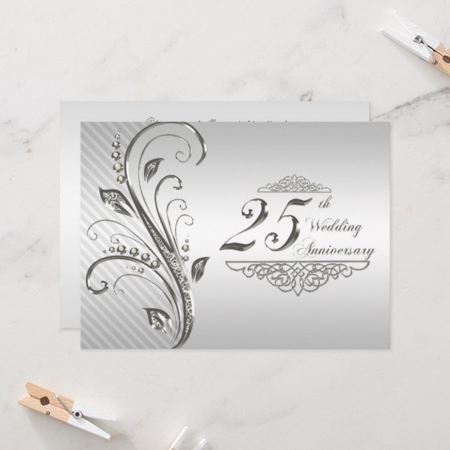 Convite de Bodas de Prata de 25 Anos de Casamento (Frente/Verso In Situ)