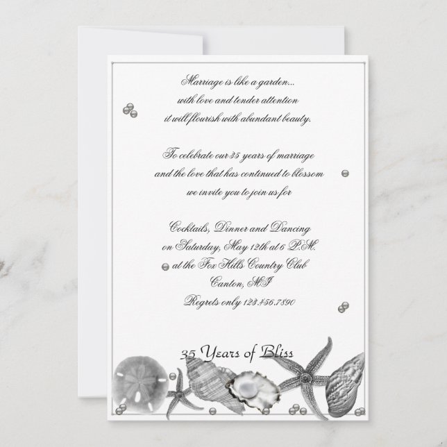 Convite de Bodas de Prata para Praia Glamurosa (Frente)