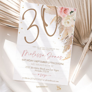 Convite de Boho Brunch para aniversário de 30 anos
