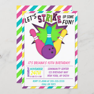 Convite de boliche para uma Festa de aniversario d