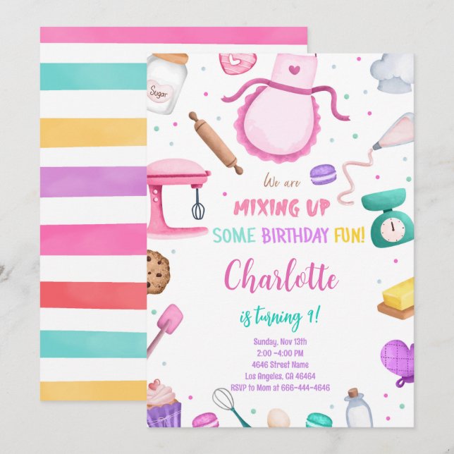 Convite de Bolo de Aniversário (Frente/Verso)