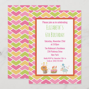 Convite de Bolo de Aniversário com Leão e Ovelha d