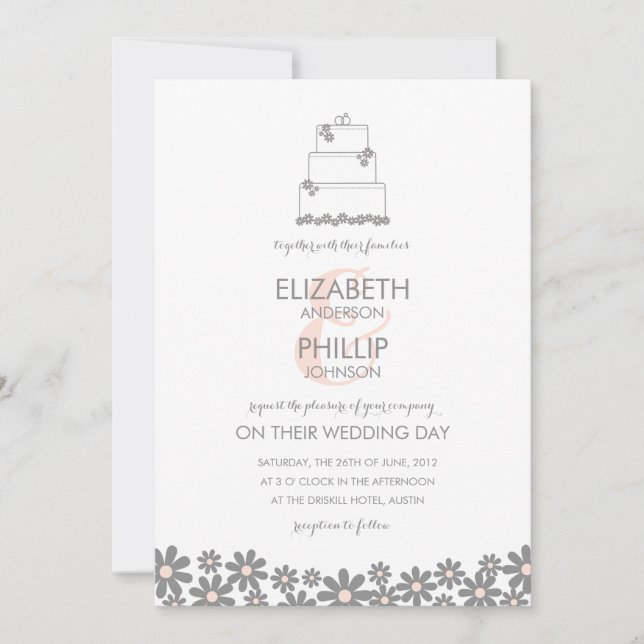 Convite De Bolo Floral Rosa (Frente)