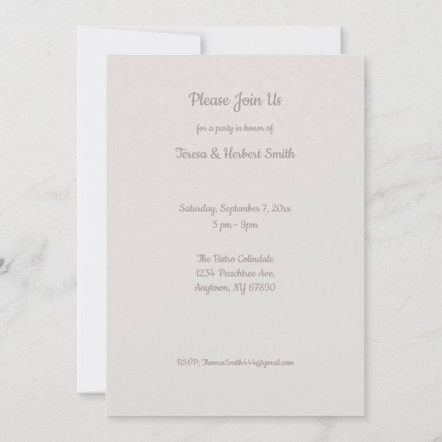 Convite de Bolo Personalizado de Festa de 50 Anos (Verso)