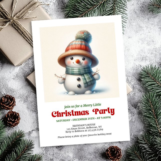 Convite de boneco de neve de desenho animado atemp (Timeless cartoon snowman invite festive joy printable

)
