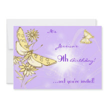 Convite de Borboleta Pêssego Roxo