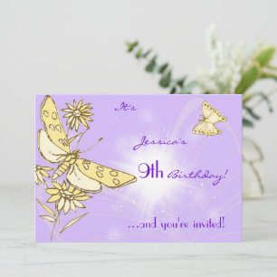 Convite de Borboleta Pêssego Roxo