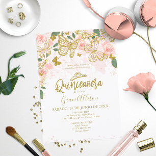 Convite de Borboleta Quinceanera Redação em Espanh