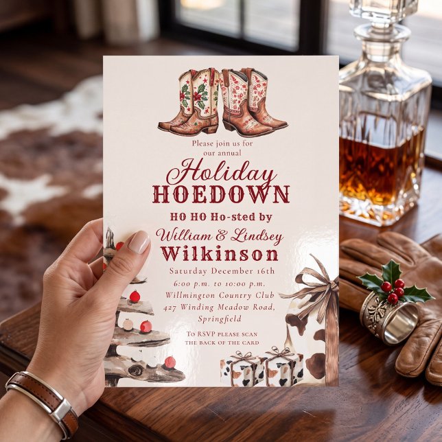 Convite de Botas Western Country Christmas Hoedown (Criador carregado)