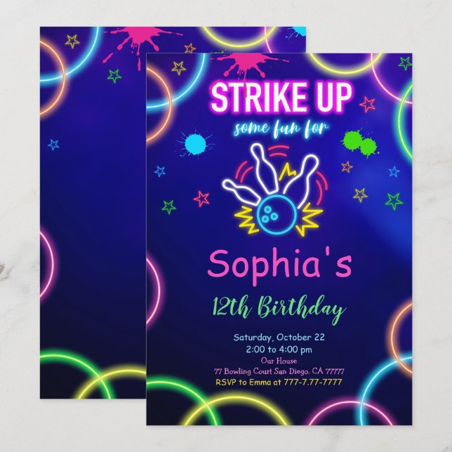 Convite de Bowling STRIKE UP (Frente/Verso)