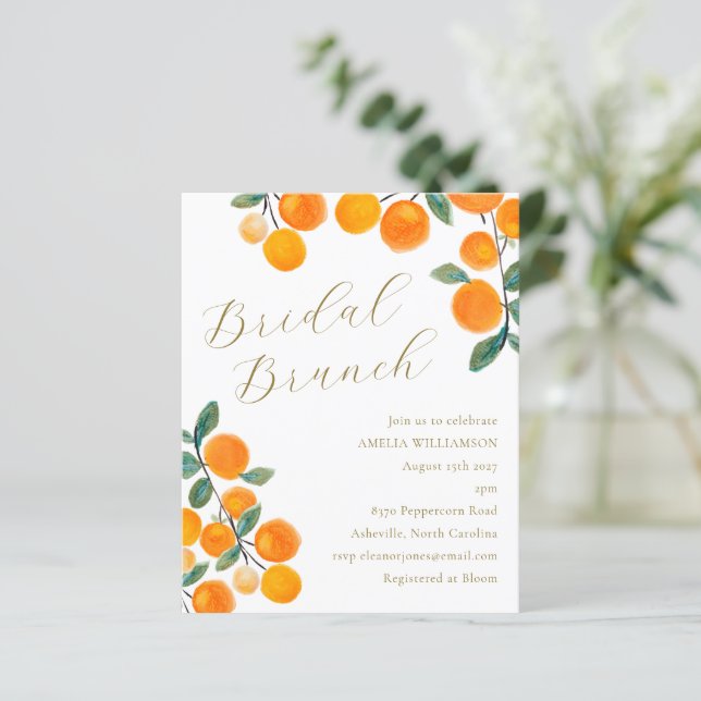 Convite de Bridal de Fruta de Citrus Orange Orçame (Em pé/Frente)