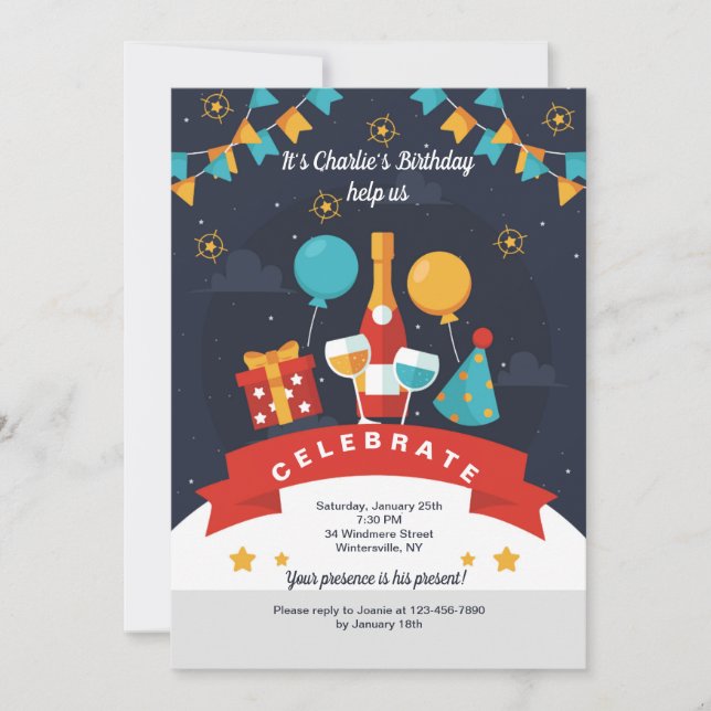 Convite de Brinde de Aniversário (Frente)