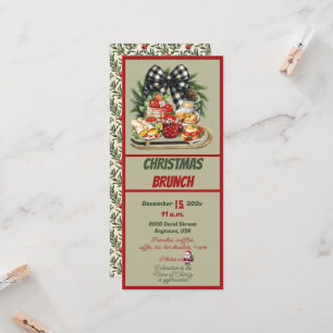 Convite de Brunch com Design de Natal Vermelho e V