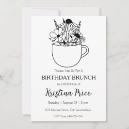 convite de brunch de aniversário floral