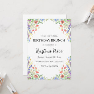 convite de brunch de aniversário floral