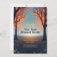 Convite de Brunch de Ano Novo da Família Floresta 