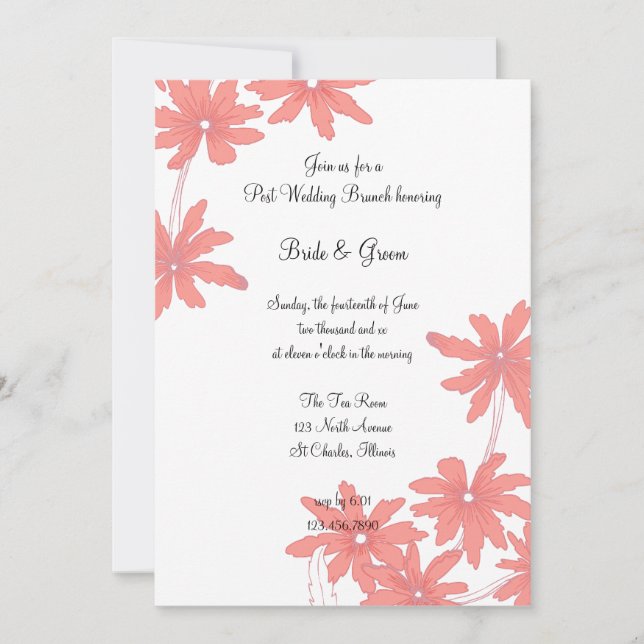 Convite de Brunch de Casamento após Cerimônia com  (Frente)