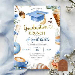 Convite de brunch de formatura Blue Coffee