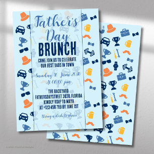 Convite de Brunch de Ícones Azul Claro do Dia dos 