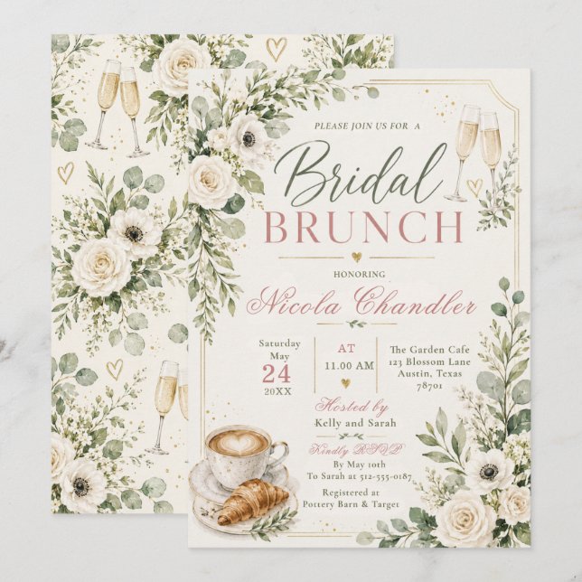 Convite de Brunch de Noiva (Frente/Verso)